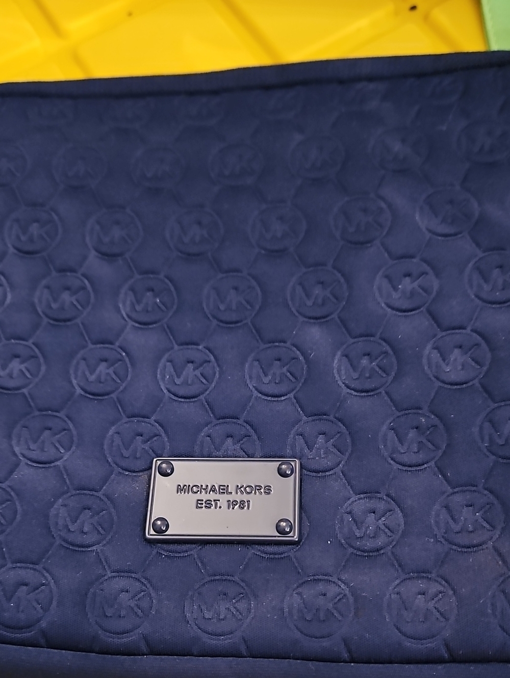 Michael Kors Navy Quilted MK Logo Messenger Bag K11